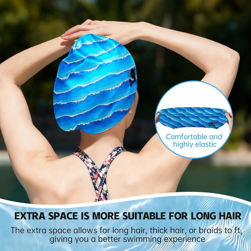 Whale Extra Large Swim Cap Designed for Men and Women with Thick, Long Hair, Hair Extensions Or Afro-Textured Hair Long-Hair Swim Cap Highly Waterproof to Keep Hair Dry - Image 2